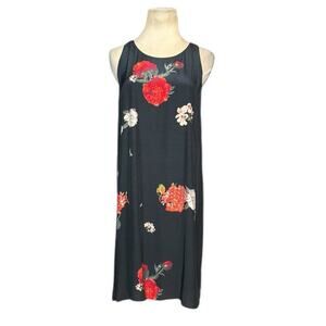 Alice + Olivia Castaway Black Red Floral Twist Back Dress Size M